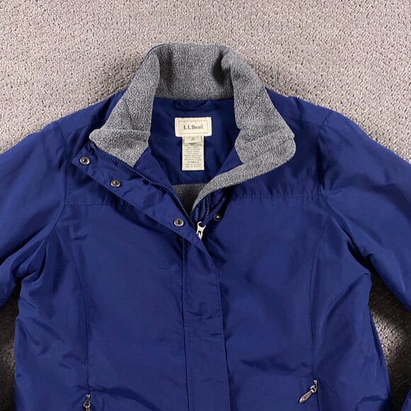 LL Bean Jacket Women's Small Blue Full Zip Fleece Lined Nylon Winter O GBP9 - Picture 7 of 16